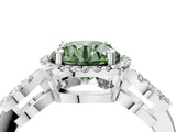 White gold Fancy Green Round Cut Cut Halo Diamond Infinity Band with Four-Prong Setting_4