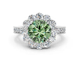 White gold Fancy Green Round Cut Cut Halo Diamond Pavé Engagement Ring with Milgrain Detailing_12
