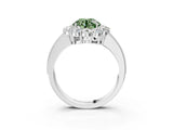 White gold Fancy Green Round Cut Cut Halo Diamond Pavé Engagement Ring with Milgrain Detailing_15