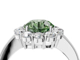 White gold Fancy Green Round Cut Cut Halo Diamond Pavé Engagement Ring with Milgrain Detailing_16