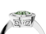 White gold Fancy Green Round Cut Cut Halo Pavé Diamond Ring_4