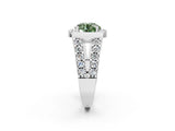 White gold Fancy Green Round Cut Cut Halo Split Shank Prong Set Ring_2