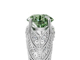 White gold Fancy Green Round Cut Cut Milgrain Pave Diamond Engagement Ring with Four-Prong Setting_8