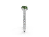 White gold Fancy Green Round Cut Cut Pave Band Milgrain Solitaire Ring_2