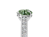 White gold Fancy Green Round Cut Cut Pave Band Milgrain Solitaire Ring_5