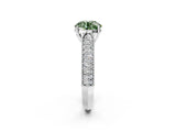 White gold Fancy Green Round Cut Cut Pave Split Shank Engagement Ring with Four-Prong Setting_14