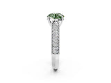 White gold Fancy Green Round Cut Cut Pave Split Shank Engagement Ring with Four-Prong Setting_2