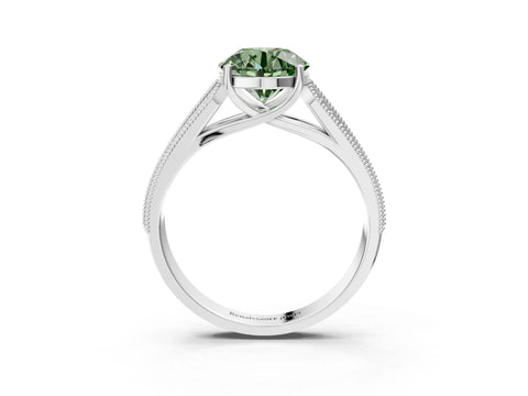 White gold Fancy Green Round Cut Cut Pave Split Shank Engagement Ring with Four-Prong Setting_3