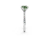 White gold Fancy Green Round Cut Diamond Brilliant Solitaire Ring with Pavé Band and Four-Prong Setting_14