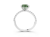 White gold Fancy Green Round Cut Diamond Brilliant Solitaire Ring with Pavé Band and Four-Prong Setting_15