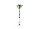 White gold Fancy Green Round Cut Diamond Brilliant Solitaire Ring with Pavé Band and Four-Prong Setting_2