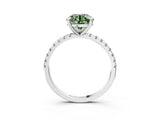 White gold Fancy Green Round Cut Diamond Brilliant Solitaire Ring with Pavé Band and Four-Prong Setting_3