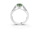 White gold Fancy Green Round Cut Diamond Channel Set Solitaire Ring with Four-Prong Setting_101