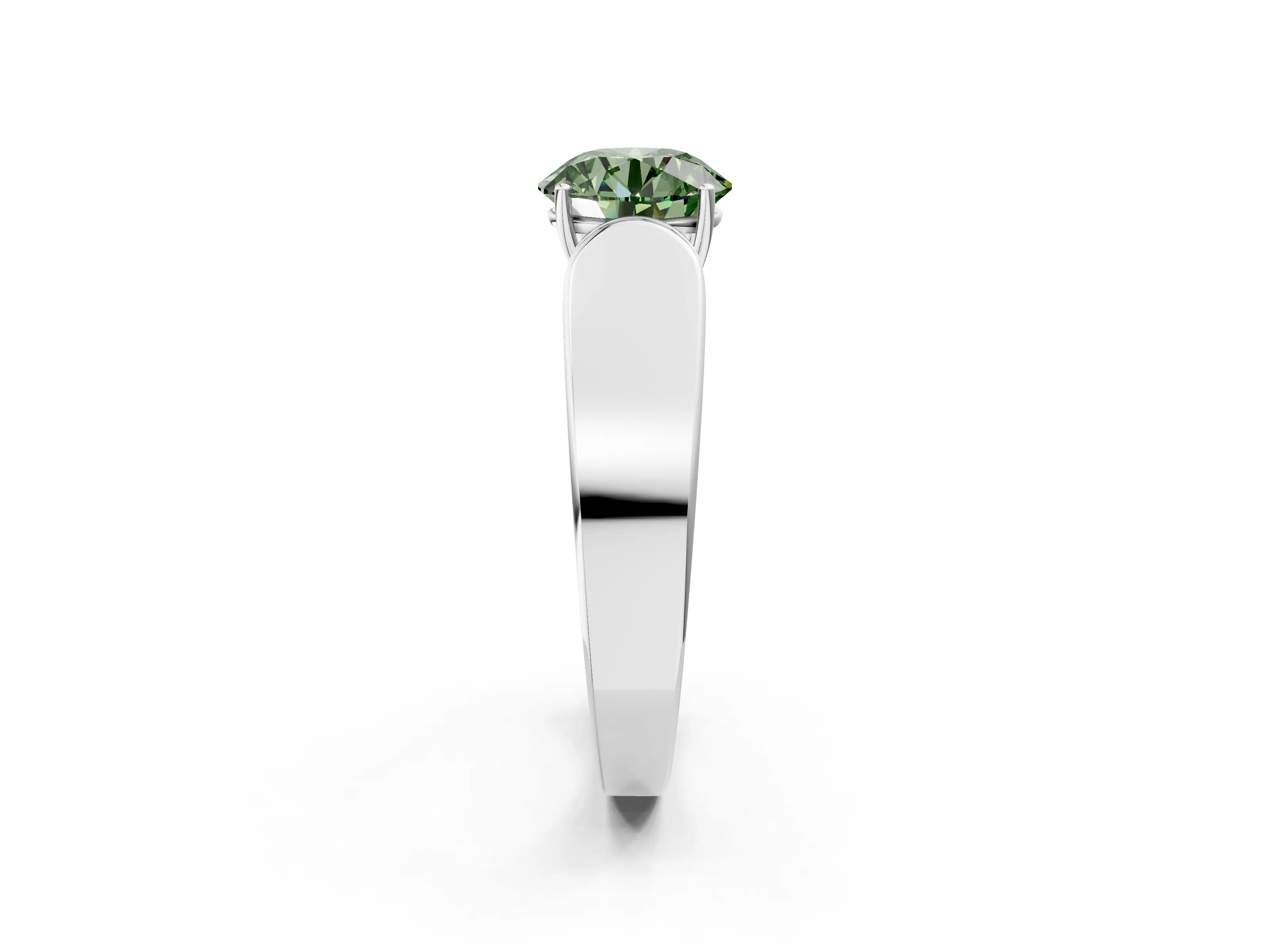 White gold Fancy Green Round Cut Diamond Channel Set Solitaire Ring with Four-Prong Setting_28