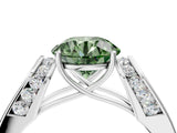 White gold Fancy Green Round Cut Diamond Channel Set Solitaire Ring with Four-Prong Setting_30