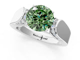 White gold Fancy Green Round Cut Diamond Channel Set Solitaire Ring with Four-Prong Setting_63