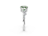 White gold Fancy Green Round Cut Diamond Cluster Pavé Band with Four-Prong Setting_14