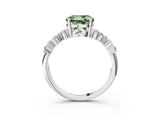 White gold Fancy Green Round Cut Diamond Cluster Pavé Band with Four-Prong Setting_15