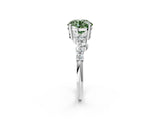 White gold Fancy Green Round Cut Diamond Cluster Pavé Band with Four-Prong Setting_5