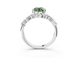 White gold Fancy Green Round Cut Diamond Cluster Pavé Band with Four-Prong Setting_6