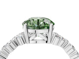 White gold Fancy Green Round Cut Diamond Cluster Pavé Band with Four-Prong Setting_7