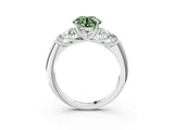 White gold Fancy Green Round  Cut Diamond Cluster Ring with Round Accent Stones and Prong Setting on a Classic Band_35