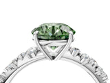 White gold Fancy Green Round Cut Diamond Cluster Side Stone Solitaire Ring with Prong Setting_81