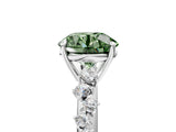 White gold Fancy Green Round Cut Diamond Cluster Side Stone Solitaire Ring with Prong Setting_82