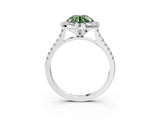 White gold Fancy Green Round Cut Diamond Cushion Halo Ring with Pavé Band_27