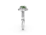 White gold Fancy Green Round Cut Diamond Double Halo Ring with Split Shank and Four-Prong Setting_2
