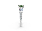 White gold Fancy Green Round Cut Diamond Engagement Ring with Baguette Side Stones and Channel Set Band_34