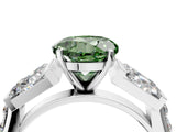 White gold Fancy Green Round Cut Diamond Engagement Ring with Baguette Side Stones and Channel Set Band_36