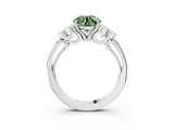 White gold Fancy Green Round  Cut Diamond Engagement Ring with Bezel Set Round Side Stones and Prong Setting_52