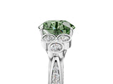 White gold Fancy Green Round  Cut Diamond Engagement Ring with Bezel Set Round Side Stones and Prong Setting_54