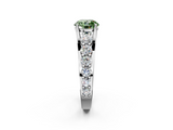 White gold Fancy Green Round  Cut Diamond Engagement Ring with Pavé Band and Four-Prong Setting_5