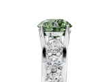 White gold Fancy Green Round  Cut Diamond Engagement Ring with Pavé Band and Four-Prong Setting_8