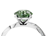 White gold Fancy Green Round Cut Diamond Engagement Ring with Side Stone Accents and Four-Prong Setting_100