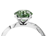 White gold Fancy Green Round Cut Diamond Engagement Ring with Side Stone Accents and Four-Prong Setting_16