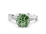 White gold Fancy Green Round Cut Diamond Engagement Ring with Side Stone Accents and Four-Prong Setting_24