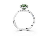 White gold Fancy Green Round Cut Diamond Engagement Ring with Side Stone Accents and Four-Prong Setting_27