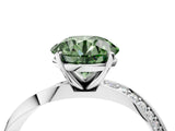 White gold Fancy Green Round Cut Diamond Engagement Ring with Side Stone Accents and Four-Prong Setting_28