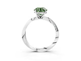White gold Fancy Green Round Cut Diamond Engagement Ring with Side Stone Accents and Four-Prong Setting_99