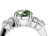 White gold Fancy Green Round  Cut Diamond Five-Stone Prong Set White Gold Ring_36
