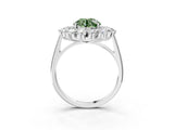 White gold Fancy Green Round Cut Diamond Floral Double Halo Engagement Ring with Prong Setting_105