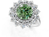 White gold Fancy Green Round Cut Diamond Floral Double Halo Engagement Ring with Prong Setting_16