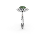 White gold Fancy Green Round  Cut Diamond Floral Halo Pave Band with Prong Setting_39