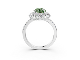White gold Fancy Green Round  Cut Diamond Floral Halo Pave Band with Prong Setting_40