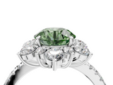 White gold Fancy Green Round  Cut Diamond Floral Halo Pave Band with Prong Setting_41