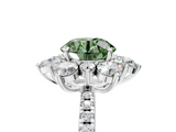 White gold Fancy Green Round  Cut Diamond Floral Halo Pave Band with Prong Setting_42