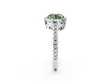 White gold Fancy Green Round Cut Diamond Halo Engagement Ring with Pavé Band and Prong Setting_53